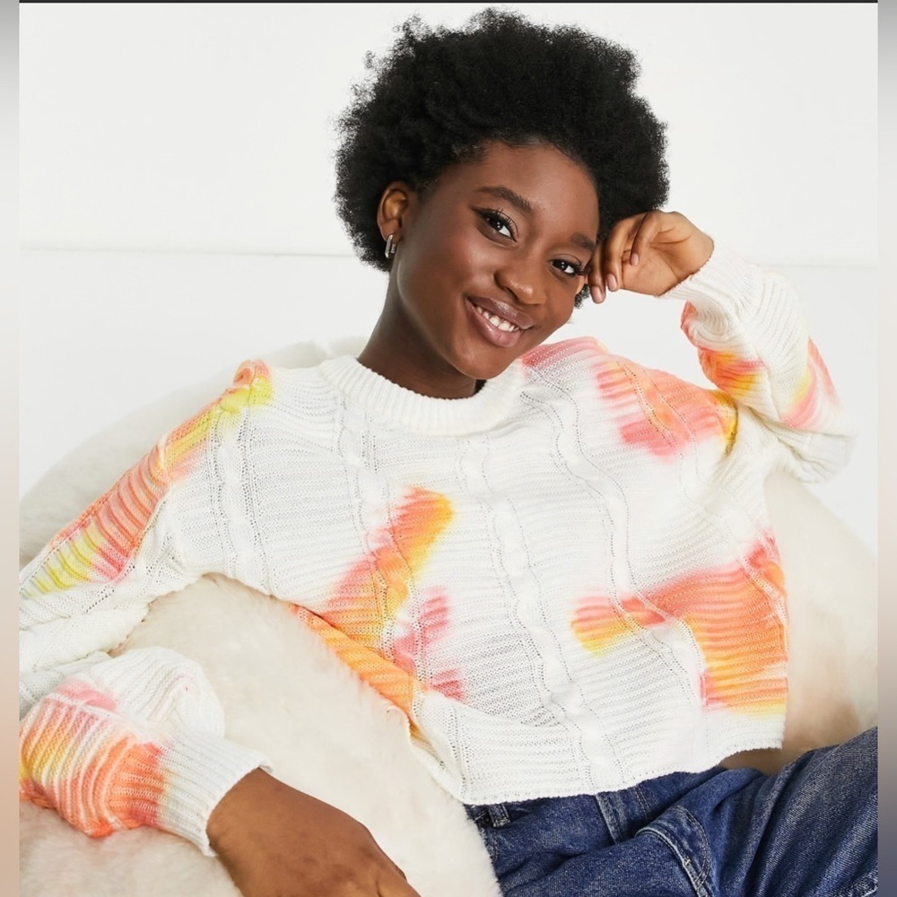 Women’s Raga Cyrus Tie Dye Pullover Sweater: Pink, Orange & White: size large - Picture 6 of 8